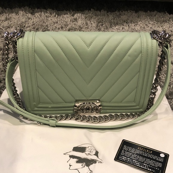 CHANEL Handbags - NWT! Chanel Boy Bag Mint Green Lambskin